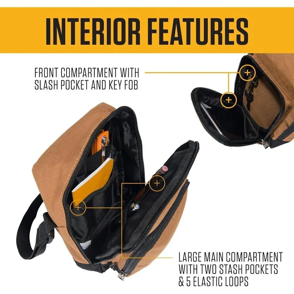 Crossbody Bag Durable Polyester Adjustable Zipper Unisex Travel Hiking